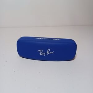 Authentic Ray-Ban Eye Glass Case Hard Shell Protective Blue w/Red Interior See p